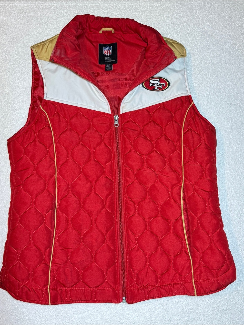 NFL Team Apparel San Francisco 49ers Women’s Quilted Vest Full Zip Closure S